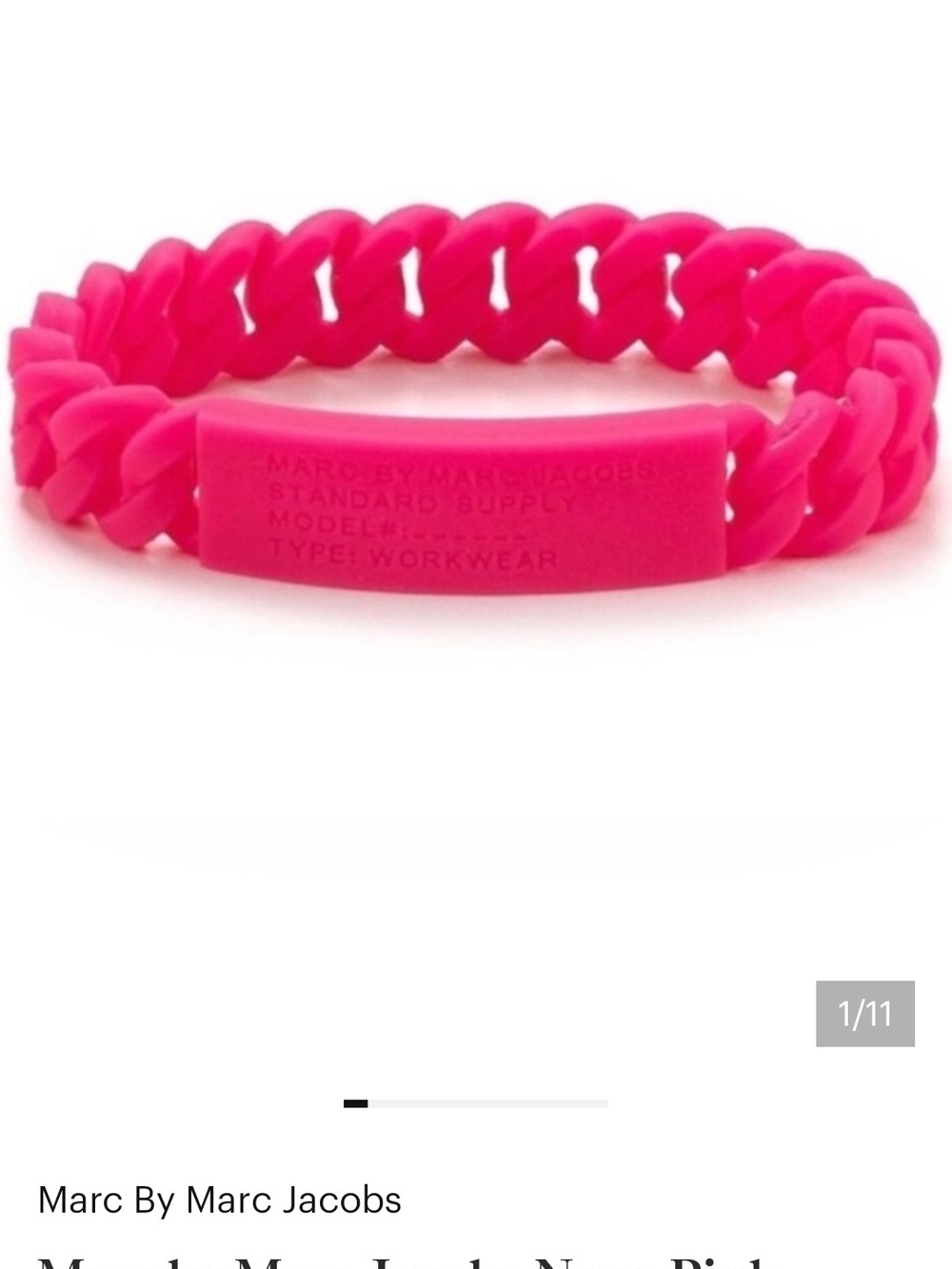 Marc By Marc Jacobs Knockout Rare- Pink Braided Silicone/Rubber Bracelet